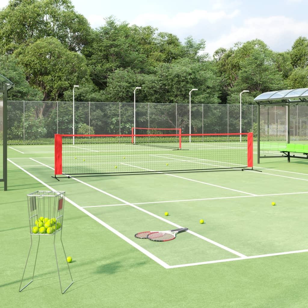 Vidaxl Tennisnet 500x100x87 cm poliestere nero e rosso