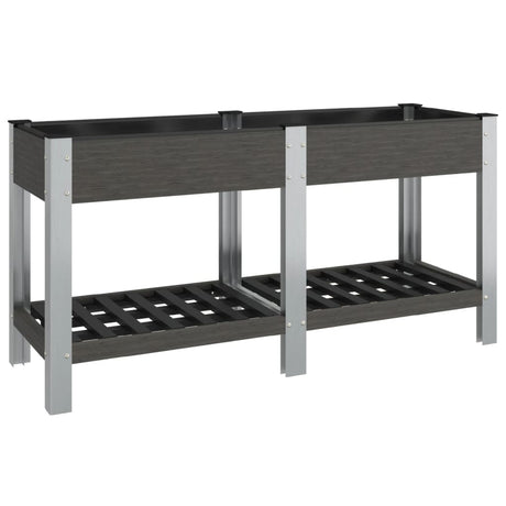 Vidaxl plantenbak verhoogd met schap 150x50x75 cm hkc grijs