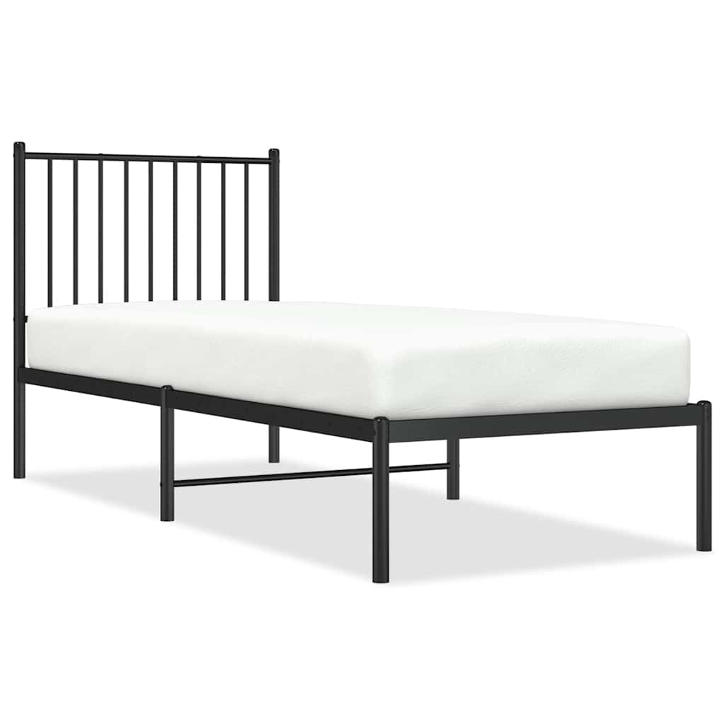 Vidaxl bedframe met hoofdbord metaal zwart 75x190 cm