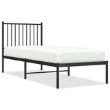 Vidaxl bedframe met hoofdbord metaal zwart 75x190 cm