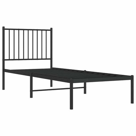 Vidaxl bedframe met hoofdbord metaal zwart 75x190 cm