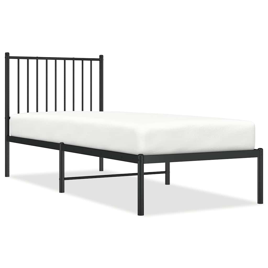 Vidaxl bedframe met hoofdbord metaal zwart 80x200 cm
