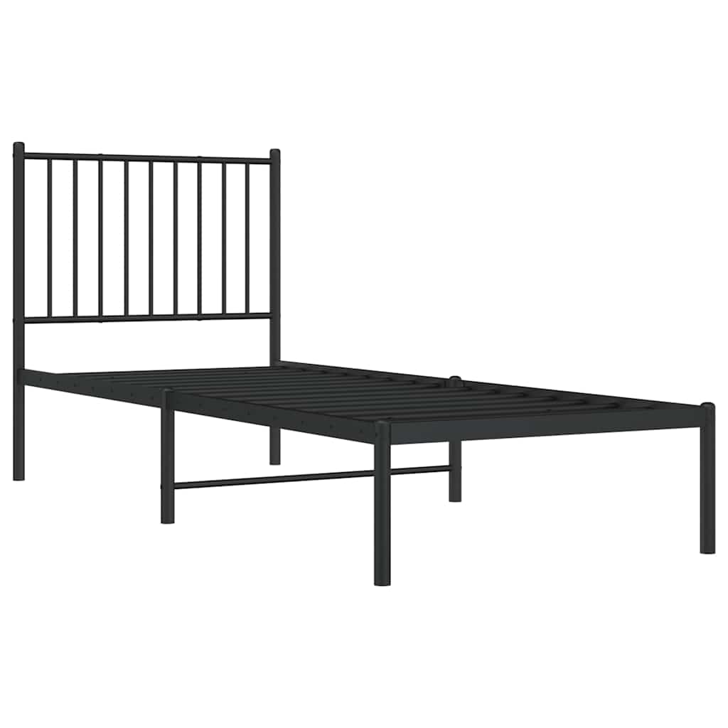 Vidaxl bedframe met hoofdbord metaal zwart 80x200 cm