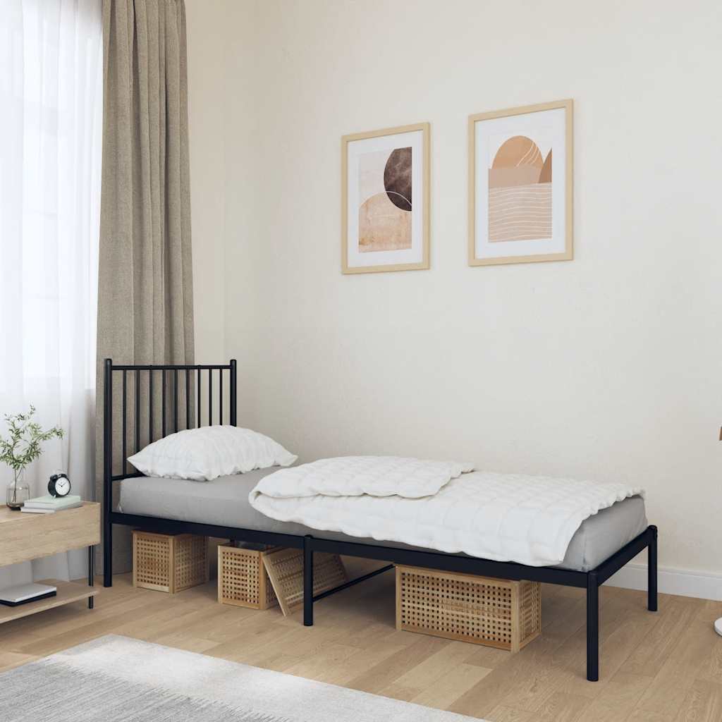 Vidaxl bedframe met hoofdbord metaal zwart 80x200 cm