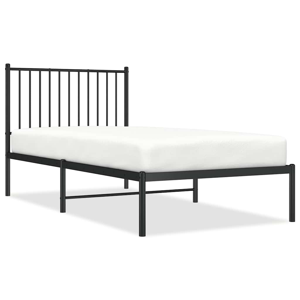 Vidaxl bedframe met hoofdbord metaal zwart 90x190 cm