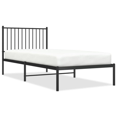 Vidaxl bedframe met hoofdbord metaal zwart 90x200 cm