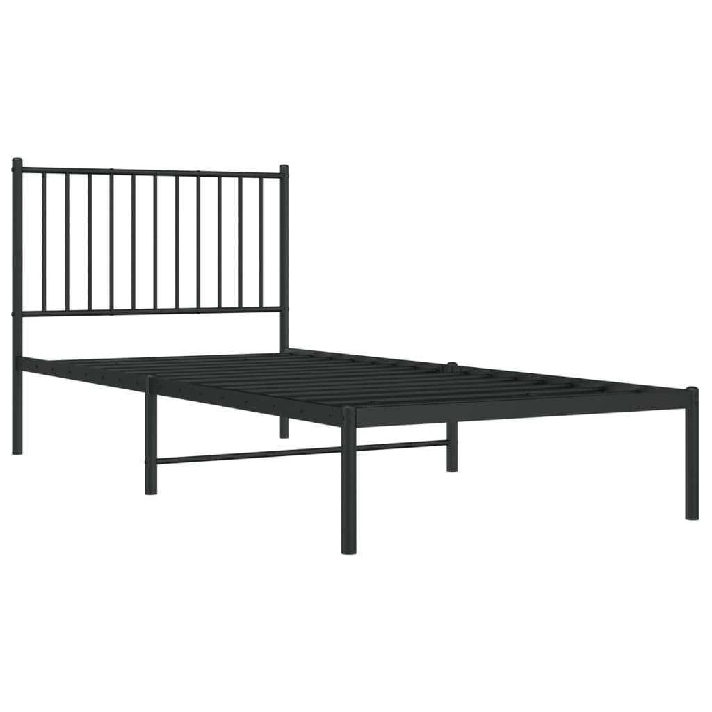 Vidaxl bedframe met hoofdbord metaal zwart 90x200 cm