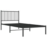 Vidaxl bedframe met hoofdbord metaal zwart 90x200 cm