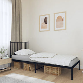 Vidaxl bedframe met hoofdbord metaal zwart 90x200 cm