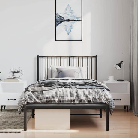 Vidaxl bedframe met hoofdbord metaal zwart 100x190 cm