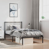 Vidaxl bedframe met hoofdbord metaal zwart 100x190 cm