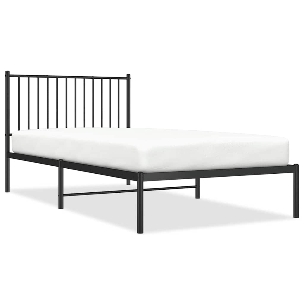 Vidaxl bedframe met hoofdbord metaal zwart 100x200 cm