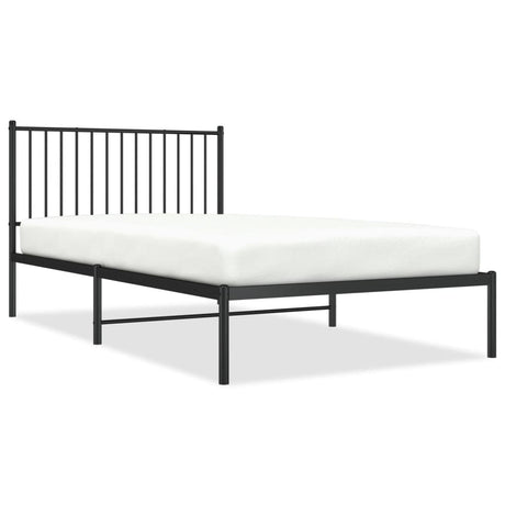 Vidaxl bedframe met hoofdbord metaal zwart 107x203 cm