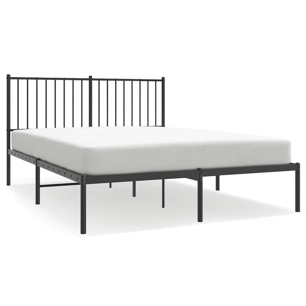 Vidaxl bedframe met hoofdbord metaal zwart 135x190 cm