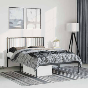 Vidaxl bedframe met hoofdbord metaal zwart 135x190 cm