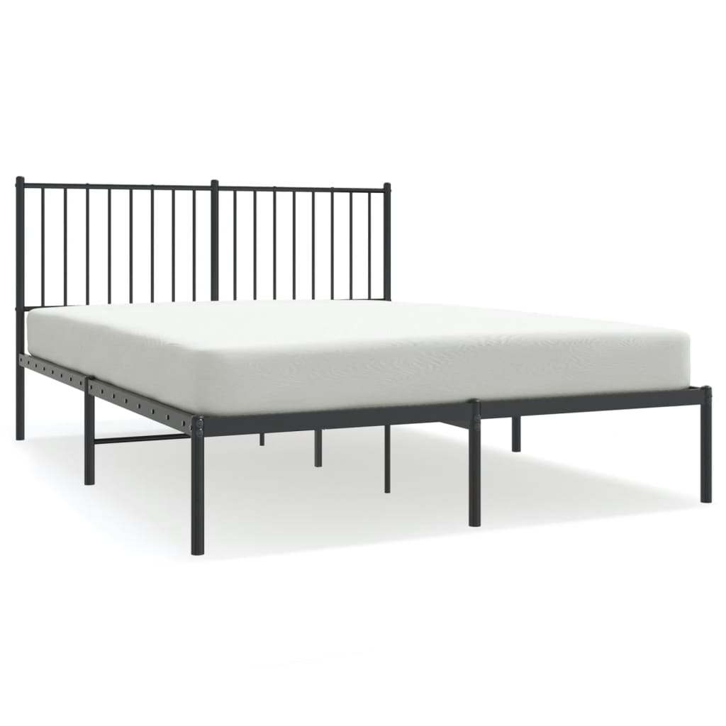 Vidaxl bedframe met hoofdbord metaal zwart 140x190 cm