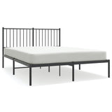 Vidaxl bedframe met hoofdbord metaal zwart 140x190 cm
