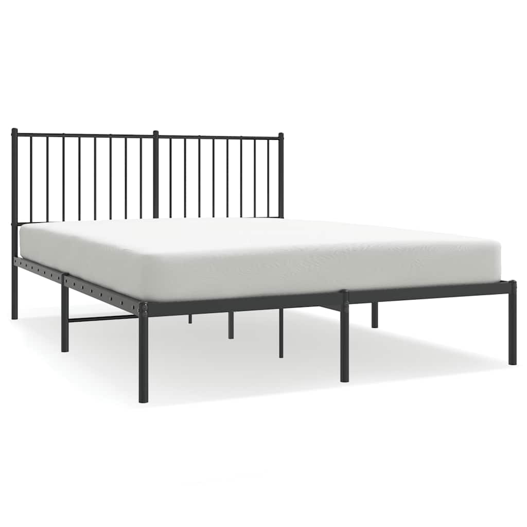 Vidaxl bedframe met hoofdbord metaal zwart 140x200 cm
