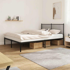 Vidaxl bedframe met hoofdbord metaal zwart 160x200 cm