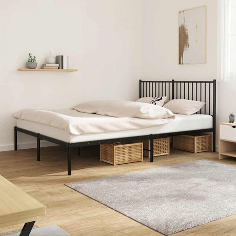 Vidaxl bedframe met hoofdbord metaal zwart 160x200 cm