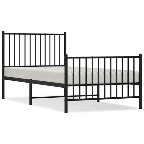 Vidaxl bedframe met hoofd- en voeteneinde metaal zwart 90x190 cm