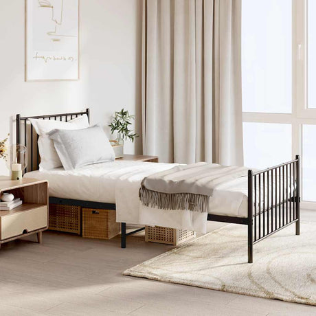 Vidaxl bedframe met hoofd- en voeteneinde metaal zwart 90x190 cm