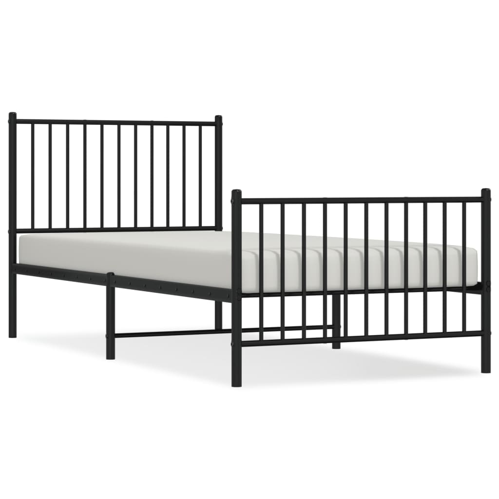 Vidaxl bedframe met hoofd- en voeteneinde metaal zwart 90x200 cm