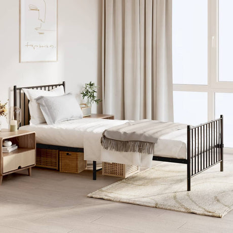 Vidaxl bedframe met hoofd- en voeteneinde metaal zwart 90x200 cm