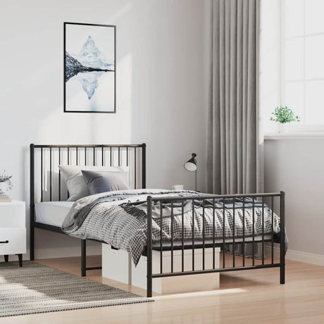 Vidaxl bedframe met hoofd- en voeteneinde metaal zwart 100x200 cm
