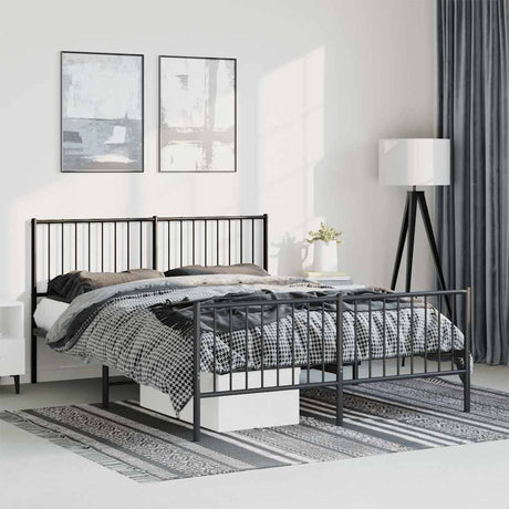 Vidaxl bedframe met hoofd- en voeteneinde metaal zwart 135x190 cm