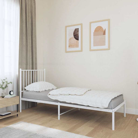Vidaxl bedframe met hoofdbord metaal wit 80x200 cm