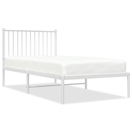 Vidaxl bedframe met hoofdbord metaal wit 90x190 cm