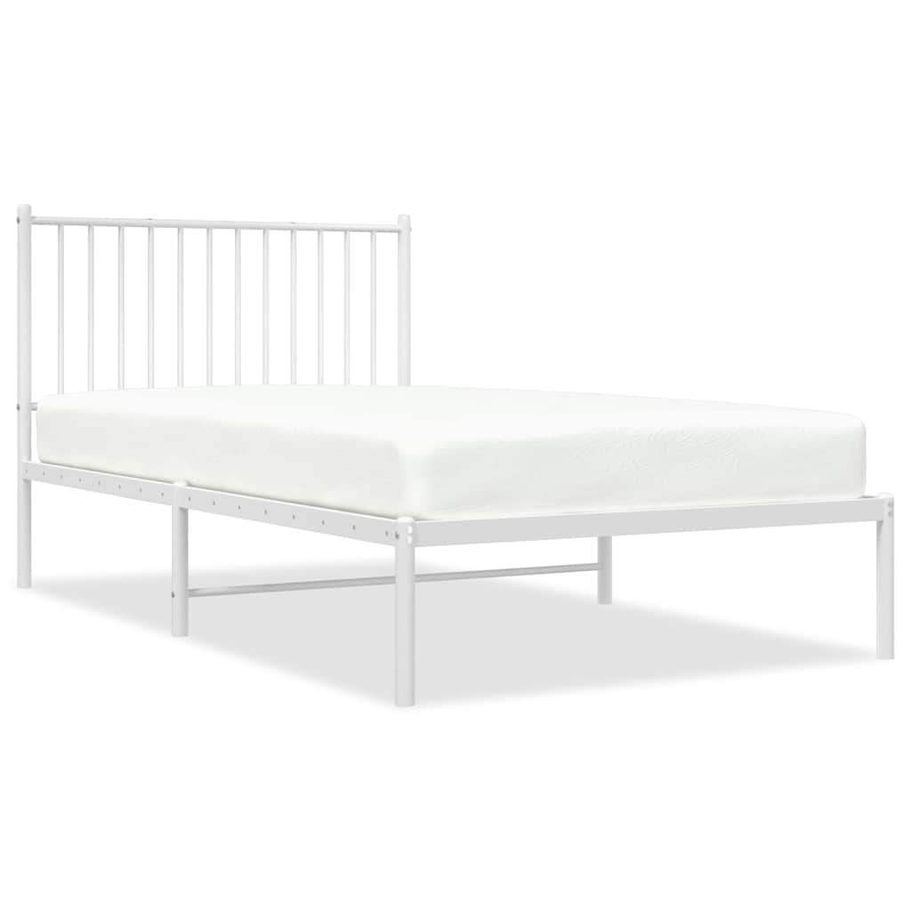 Vidaxl bedframe met hoofdbord metaal wit 100x190 cm