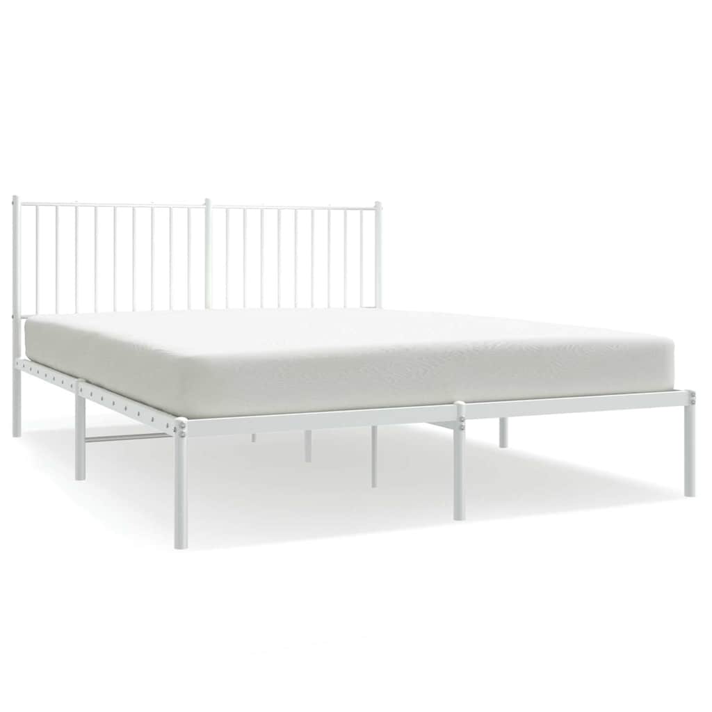 Vidaxl bedframe met hoofdbord metaal wit 150x200 cm