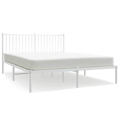 Vidaxl bedframe met hoofdbord metaal wit 150x200 cm