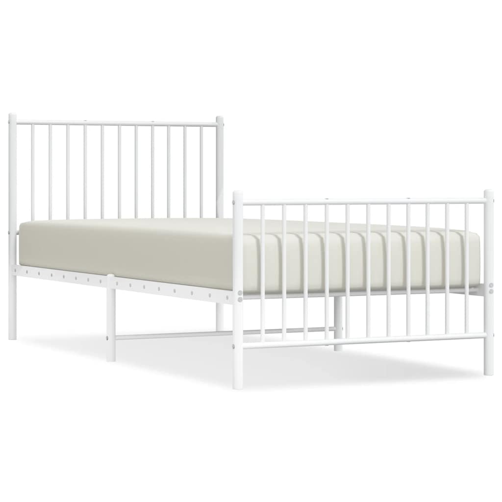 Vidaxl bedframe met hoofd- en voeteneinde metaal wit 90x200 cm