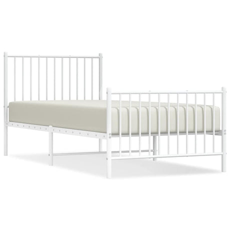 Vidaxl bedframe met hoofd- en voeteneinde metaal wit 90x200 cm