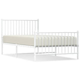 Vidaxl bedframe met hoofd- en voeteneinde metaal wit 100x190 cm