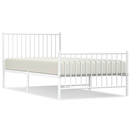 Vidaxl bedframe met hoofd- en voeteneinde metaal wit 100x200 cm