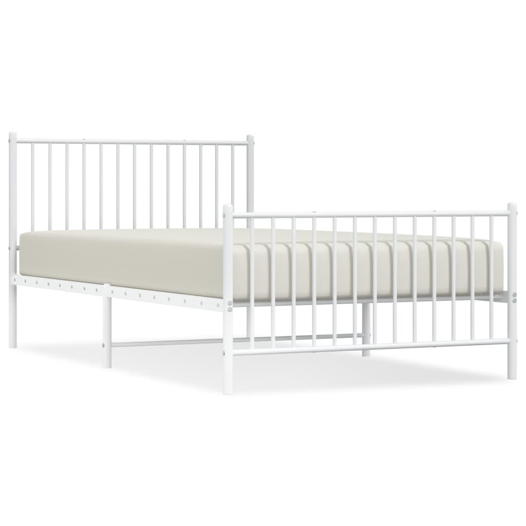 Vidaxl bedframe met hoofd- en voeteneinde metaal wit 107x203 cm