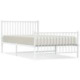Vidaxl bedframe met hoofd- en voeteneinde metaal wit 107x203 cm