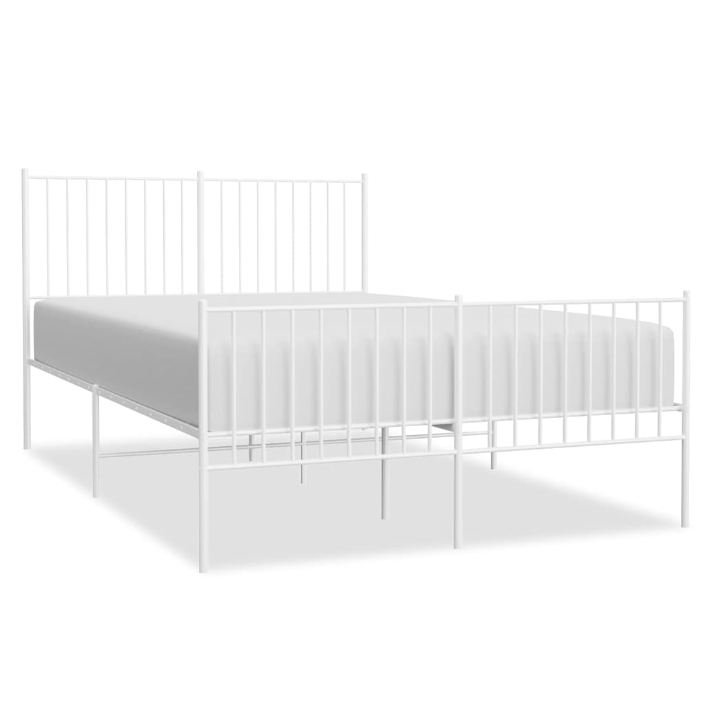 Vidaxl bedframe met hoofd- en voeteneinde metaal wit 135x190 cm