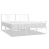 Vidaxl bedframe met hoofd- en voeteneinde metaal wit 183x213 cm