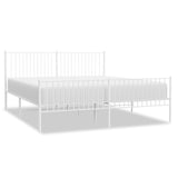 Vidaxl bedframe met hoofd- en voeteneinde metaal wit 193x203 cm