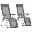 Vidaxl campingstoelen met voetensteun 2 st inklapbaar textileen grijs