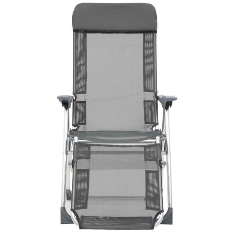 Vidaxl campingstoelen met voetensteun 2 st inklapbaar textileen grijs