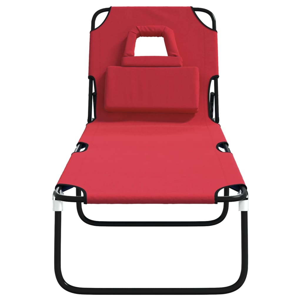 Vidaxl ligbed inklapbaar oxford stof en gepoedercoat staal rood