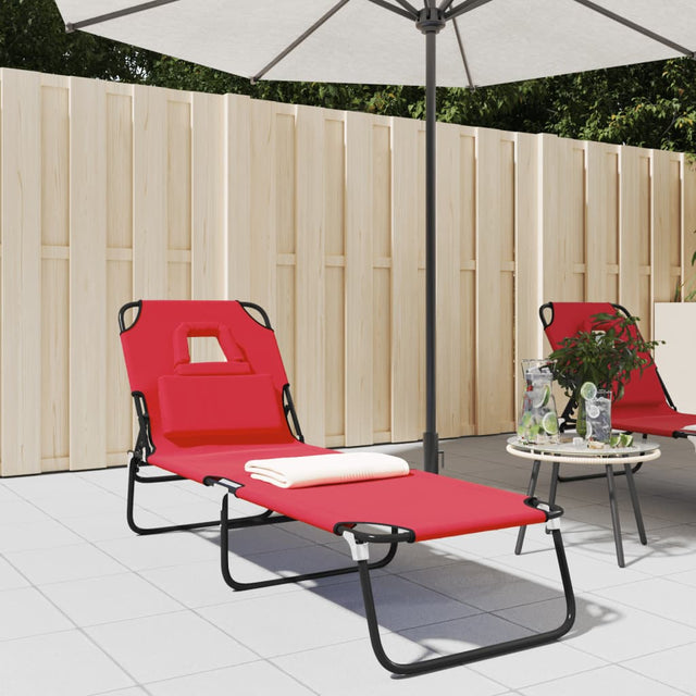 Vidaxl ligbed inklapbaar oxford stof en gepoedercoat staal rood