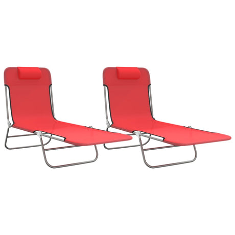 Vidaxl ligbedden 2 st inklapbaar textileen en staal rood