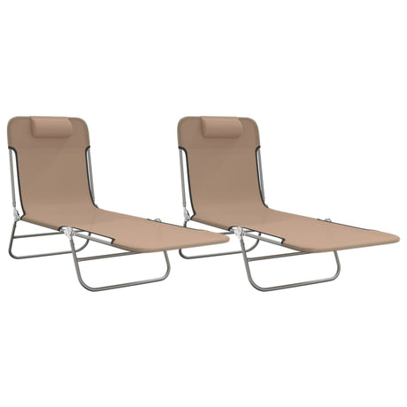 Vidaxl ligbedden 2 st inklapbaar textileen en staal taupe